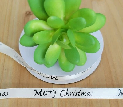 3/8" (3 YD LOT) Merry Christmas Satin Ribbon Hair Bow Gift Wrap Holiday Party  - Image 1 of 2