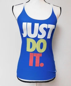 Womens Nike Dri-fit Just Do It Blue colorful racerback Top Small (4-6) - Picture 1 of 7
