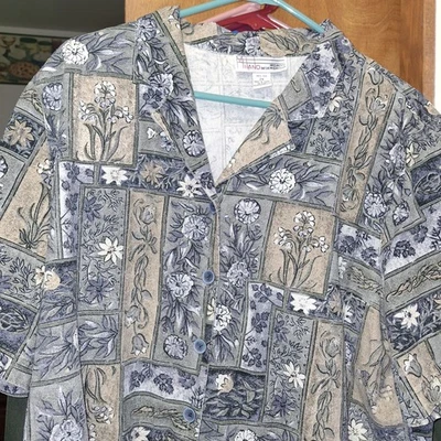 Camisa Top De Colección Milano Mujer 100% Seda Geométrica Con Botones Para Mujer Talla 2x” Foto 1 de 4