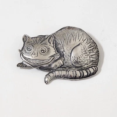 Kit Pin Gato Carson Cheshire Plata de Ley Alicia en el País de las Maravillas Firmado 1989 Foto 1 de 4