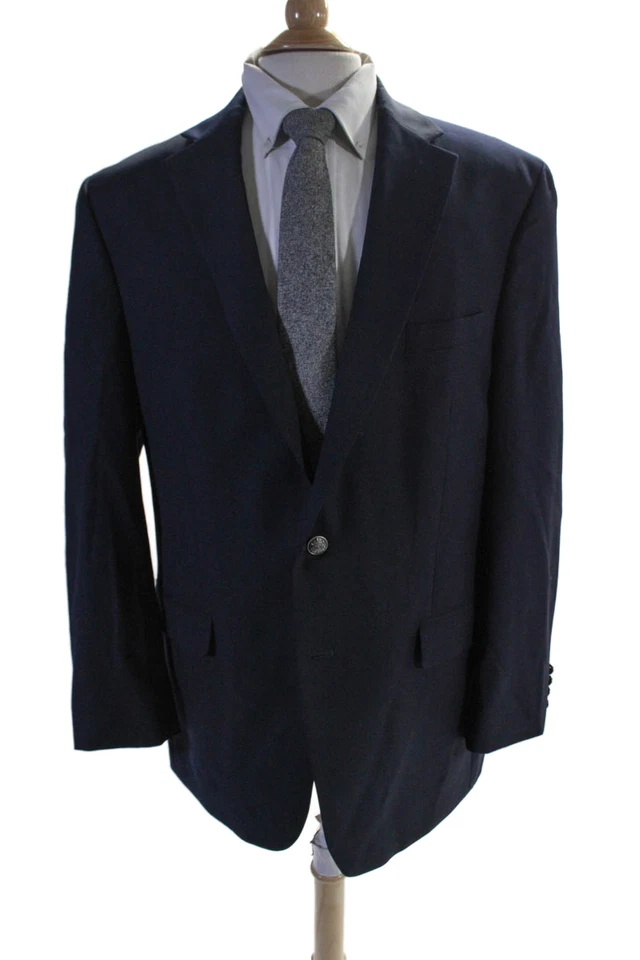 Michael Michael Kors Mens Wool Button Detailed Collared Suit Jacket Navy Size 44 - Image 1 of 4