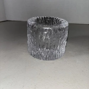 Simon Pearce Heavy Textured Glass Votive Candle Holder Birch Bark Silver Lake - Picture 1 of 4