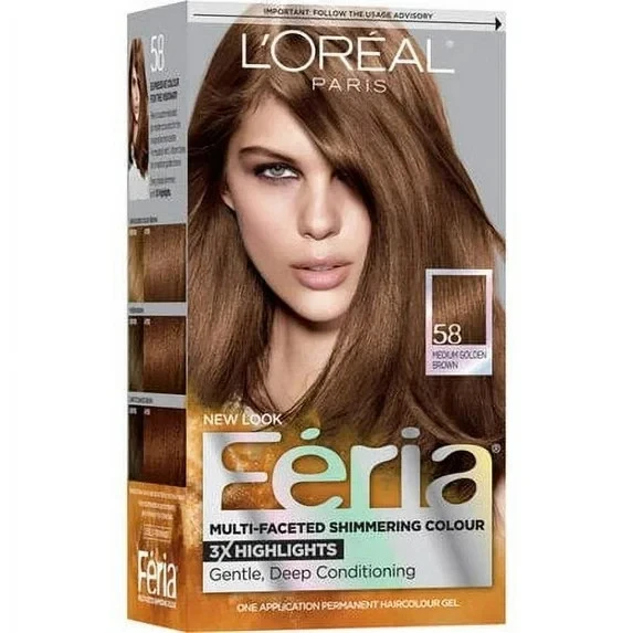 Color de cabello permanente brillante L'Oreal Paris Feria, 58 marrón dorado medio Foto 1 de 1