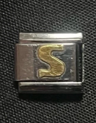 Vintage retro Zoppini Letter S 9mm Italian charm bracelet modular link - Image 1 of 4