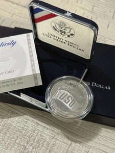 1991 UNITED STATES USO 90% Silver Dollar 50th Anniversary Commemorative Coin - Picture 1 of 23