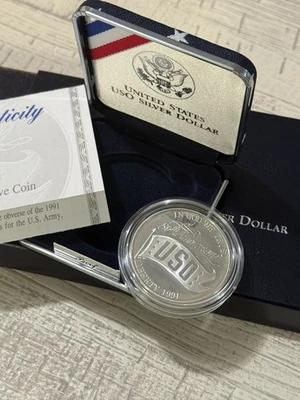 1991 UNITED STATES USO 90% Silver Dollar 50th Anniversary Commemorative Coin - Image 1 of 4