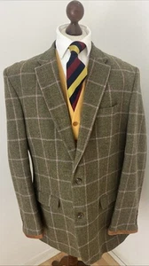 Samuel Windsor Green Tweed Mallalieus Hacking Jacket Blazer Windowpane Check 46L - Picture 1 of 15