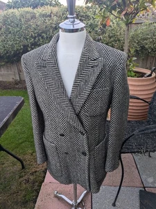 E Tautz Cashmere Herringbone Jacket Hand Made 42 Black/White Made In England  - Picture 1 of 15