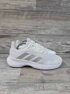 Adidas CourtJam Control Womens Size 8.5 White Silver Running Shoes Sneakers - Picture 1 of 13