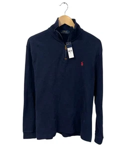 Polo Ralph Lauren Navy Blue Long Sleeve Sweater, 1/2 Zipper - NWT Medium M - Picture 1 of 2