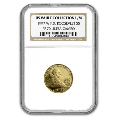 1997-W Gold $5 Commem Franklin D. Roosevelt PF-70 NGC - Image 1 of 3