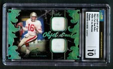 Joe Montana Leaf Art of Sport 2021 Objet d'art Dual Relics Platinum 2/3 CSG 10
