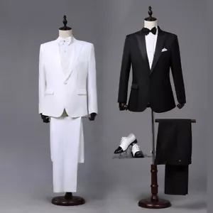 Men Suit Dress Suit Two-piece Slim Fit Set Casual Coat+pants Business One Button - Picture 1 of 20