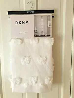 DKNY Bola de Nieve Pom Pom Blanco Transparente 2 Paneles Varilla Bolsillo Ventana Cortina 50" x 84 NUEVO Foto 1 de 4