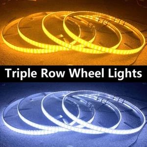 17.5'' Triple Row LED Wheel Rim Lights Kit for Truck White Amber Strobe Changing - Picture 1 of 10