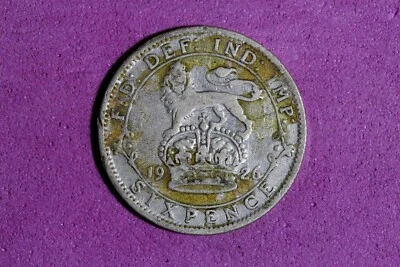 Moeda de prata 1926 Grã-Bretanha 6 pence #M22187 - Imagem 1 de 2