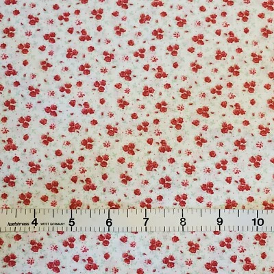 Shabby Chic Red w/pink  Flowers Fabric Floral FQ HY BTY Fat Quarter By the Yard - Image 1 of 3