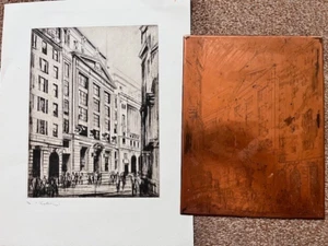 John Nicholson (1891-1951) [London Street] acquaforte a punta secca + piastra in rame firmata - Foto 1 di 6