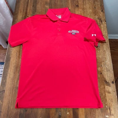 St Johns Red Storm Polo Shirt Mens Medium Red Under Amour HeatGear STJ - Image 1 of 4