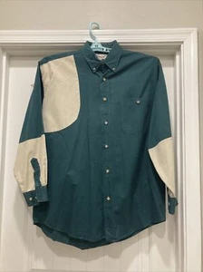 Ducks Unlimited Green Long Sleeve Shirt Rugged Outerwear Beige Color Blocks SZ L - Picture 1 of 17