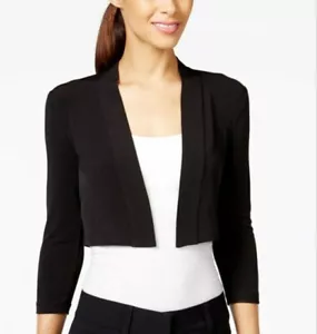 Calvin Klein Petite Black Open Front Long Sleeve Cardigan Shrug Size PM - Picture 1 of 2