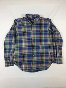 Ralph Lauren Shirt Mens Large Button Down Flannel Classic Fit Plaid Pony Blue - Picture 1 of 9