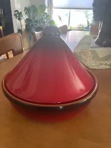 De Silva Red Glazed Terracotta Clay Tajine Cooking Pot Made in Italy 9" - Picture 1 of 5