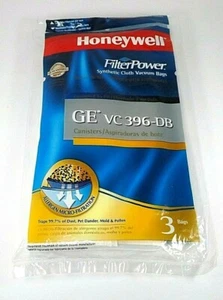 Bolsas de vacío de tela sintética Honeywell Filter Power 3pk GE Canister VC 396-DB nuevas - Imagen 1 de 5