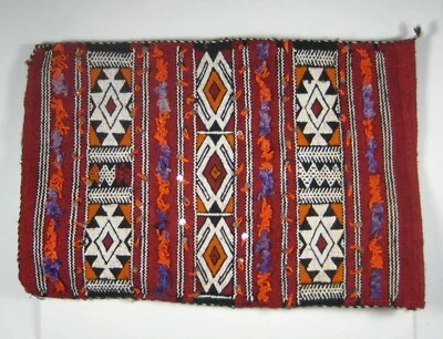 Handwoven Pillowcase ONLY Tapestry Decor Weaving Table Runner Red 21 In Rustic - Image 1 of 4