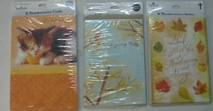Thanksgiving Hallmark 8 Greeting Cards & Envelopes New  Vintage Lot of 3  D-6 - Picture 1 of 5