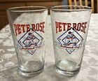 Set of 2 Pete Rose Ballpark Cafe Clear Pint Glass Lot Beer Mixing Bar Glasses