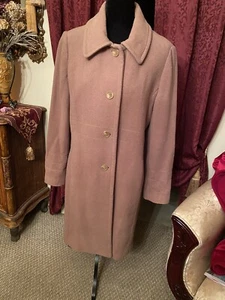 Jacklyn Smith- Beige/Tan Wool Blend Button Front Long Dress Coat~ Woman's Large - Picture 1 of 16