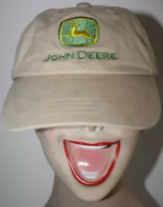 John Deere Stone Chino Twill Strapback Baseball Hat Cap Low Profile Structured - Picture 1 of 8