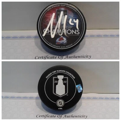 Nazem Kadri Firmado Colorado Avalanche 2022 Stanley Cup Champions Puck Certificado de Autenticidad Foto 1 de 3