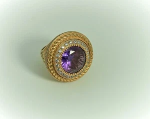 3.00 Ct Simulated Amethyst Solitaire Engagement Men's Ring 14K White Gold Plated - Picture 1 of 8