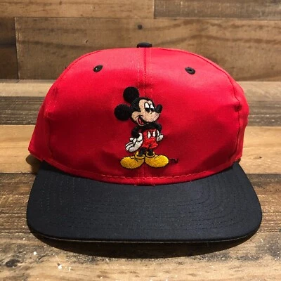 Gorra de béisbol vintage de Mickey Mouse con cierre a presión para hombre roja negra Disney Y2K - LEER Foto 1 de 4