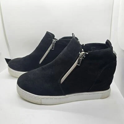 Steve Madden Wedgie Suede Sneaker-Black-Women's 5 - Image 1 of 4