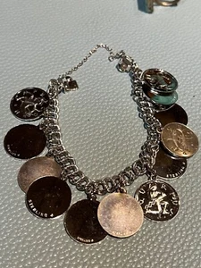 Vintage 925 Sterling Silver Zodiac Coin Charm Bracelet, Stunning! - Picture 1 of 12