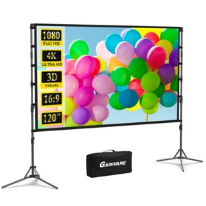 120 inch Portable Projector Screen Indoor Outdoor Projection Screen 16:9 4K HD W - Picture 1 of 6