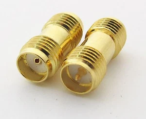 1x Gold RP SMA Female Male Pin to SMA Female RF Coaxial Adapter Connectors - Picture 1 of 3
