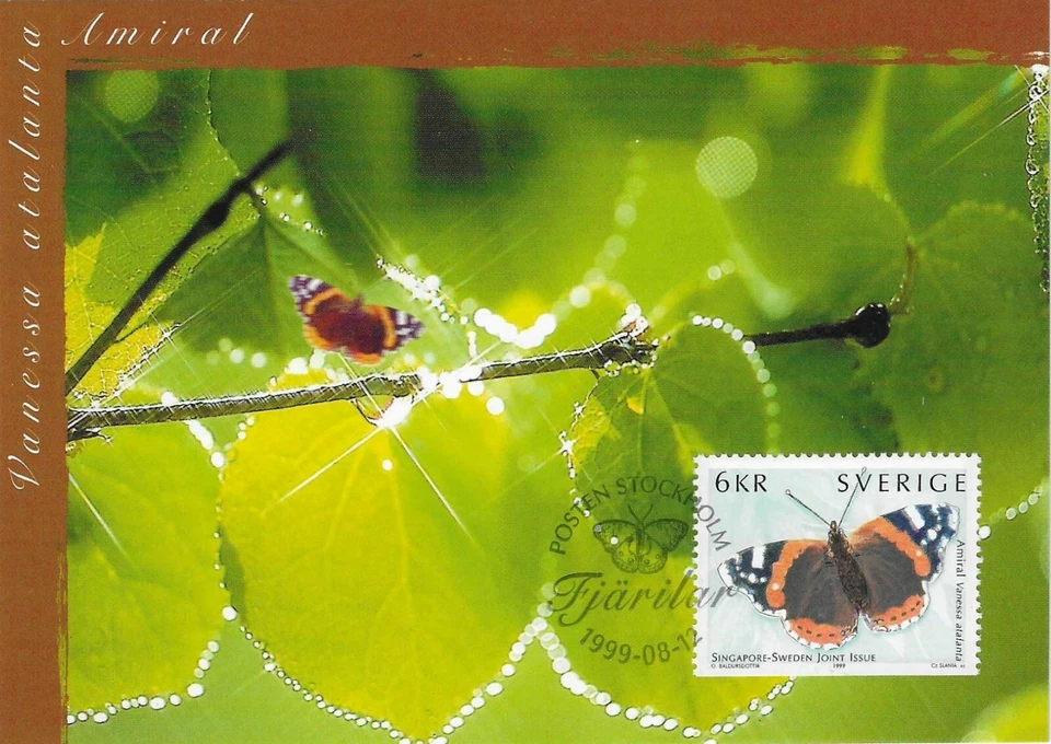 Admiral Vanessa Atalanta Butterfly Sweden Mint Maxi FDC Card 1999 - Image 1 of 1
