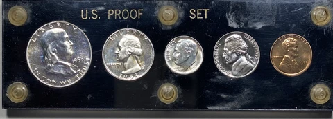 1953-P US Silver Proof Set Includes Cameo Franklin 50C Cover