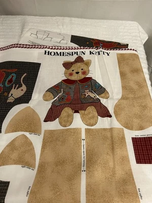 Cranston Print Works Co."Homespun Kitty" Fabric Panel- Lot of 2 -New - Image 1 of 2