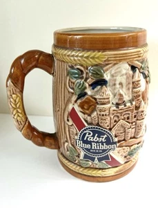 6” Tall VTG VINTAGE 1987 Holiday Limited Edition Pabst Blue Ribbon Beer Stein - Picture 1 of 7