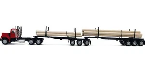 GMC Super B Log Truck and Trailer Red with Log Accessories 1/87 (HO) Plastic Car - Imagen 1 de 3