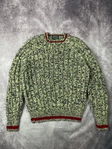 Vintage 90's RALPH LAUREN POLO COUNTRY Heavy Hand Knit Wool Sweater Mens M Grey - Picture 1 of 6