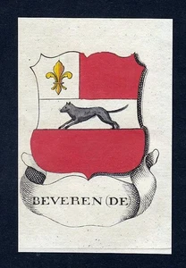 1800 Beveren Emblem Nobility Coat of Arms Heraldry Copperplate Engraving - Picture 1 of 1