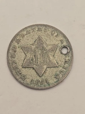 1851-O 3 Cent Silver Piece (Trime) - New Orleans Mint  - Image 1 of 4