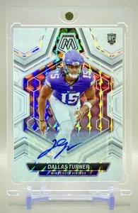 Dallas Turner 2024 Panini Mosaic #317 WHITE Prizm Rookies RC Auto SP - Vikings - Bild 1 von 3