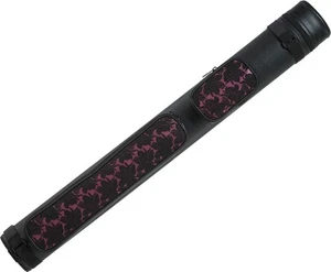 Action Brand ACL22 2X2 Oval Hard Vinyl Pool/Billiard Cue Case - Black Lace/Pink - Picture 1 of 1